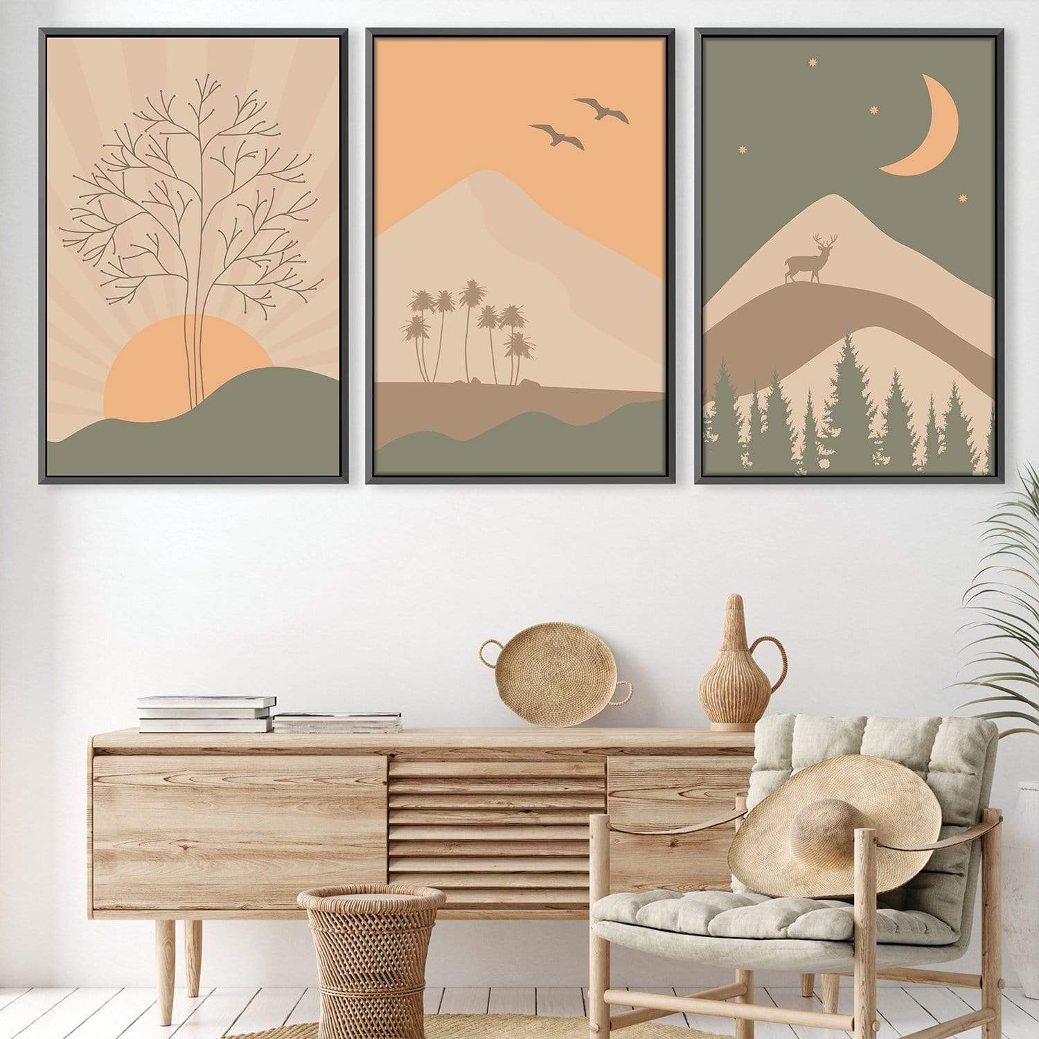 Day Night Light Canvas Art Clock Canvas