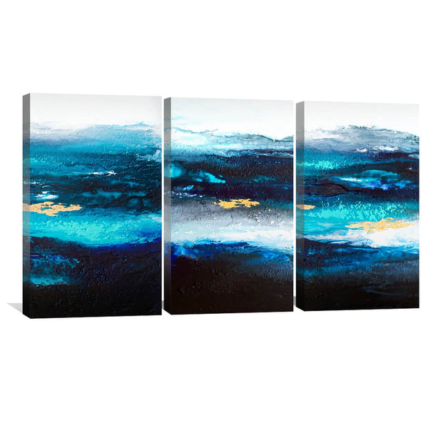 Deep Ocean Canvas Art Set of 3 / 30 x 45cm / Unframed Canvas Print Clock Canvas