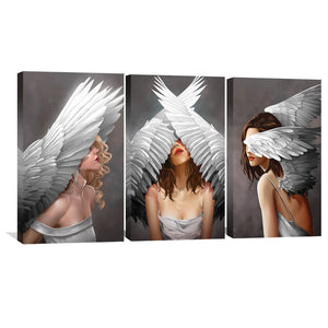 Divine Angels Canvas Art Set of 3 / 40 x 60cm / Unframed Canvas Print Clock Canvas