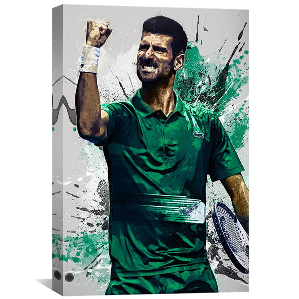 Djokovic in Green Canvas Art Clock Canvas