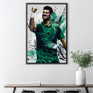 Djokovic in Green Canvas Art 30 x 45cm / Unframed Canvas Print Clock Canvas