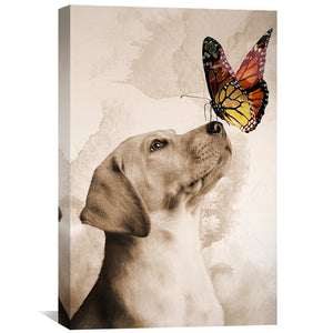 Dogs and Butterflies Canvas Art Clock Canvas