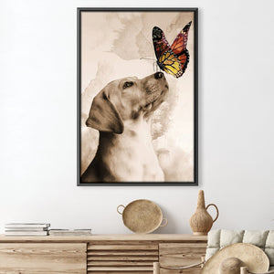 Dogs and Butterflies Canvas Art 30 x 45cm / Unframed Canvas Print Clock Canvas