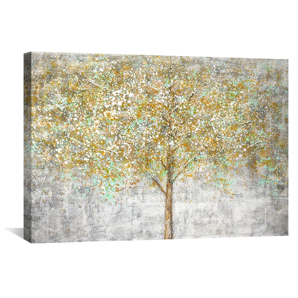Dotted Tree Oil Painting Oil Clock Canvas