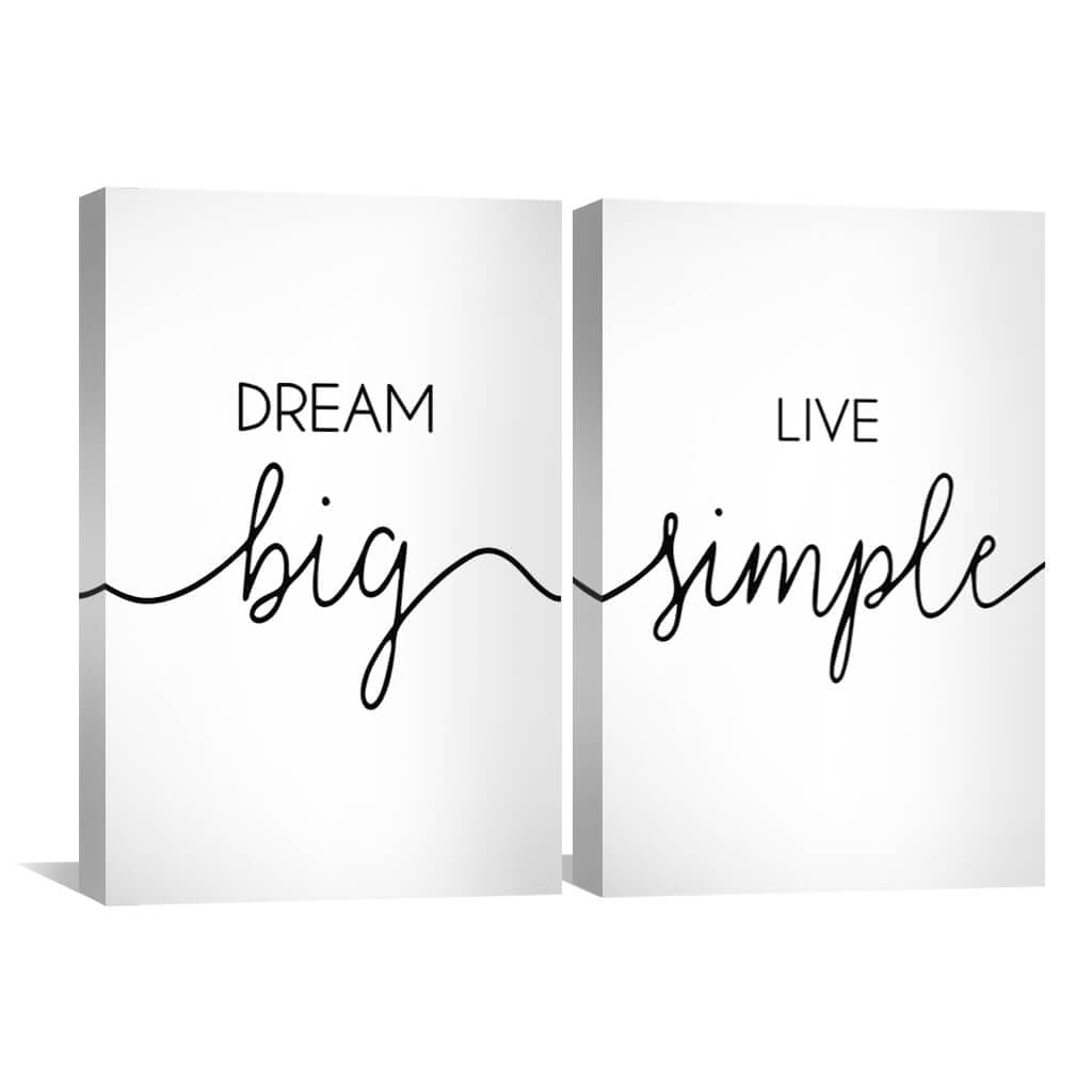 Dream Big Canvas Art Set of 2 / 40 x 60cm / Unframed Canvas Print Clock Canvas