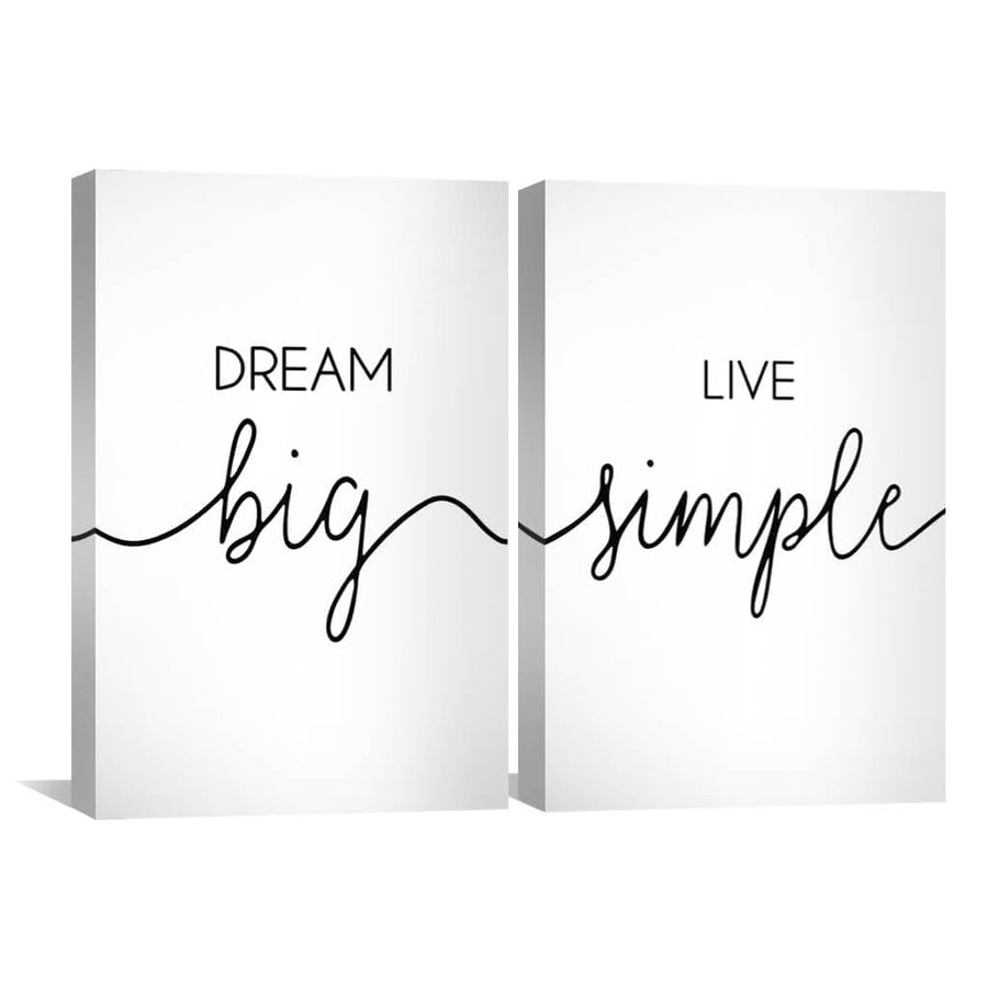 Dream Big Canvas Art Set of 2 / 40 x 60cm / Unframed Canvas Print Clock Canvas
