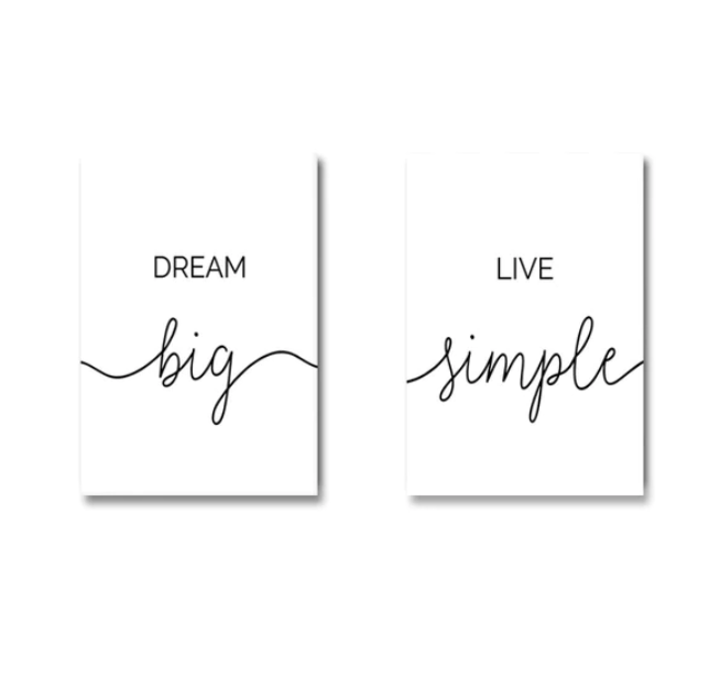 Dream Big Canvas Art Set of 2 / 40 x 50cm / No Board - Canvas Print Only Clock Canvas