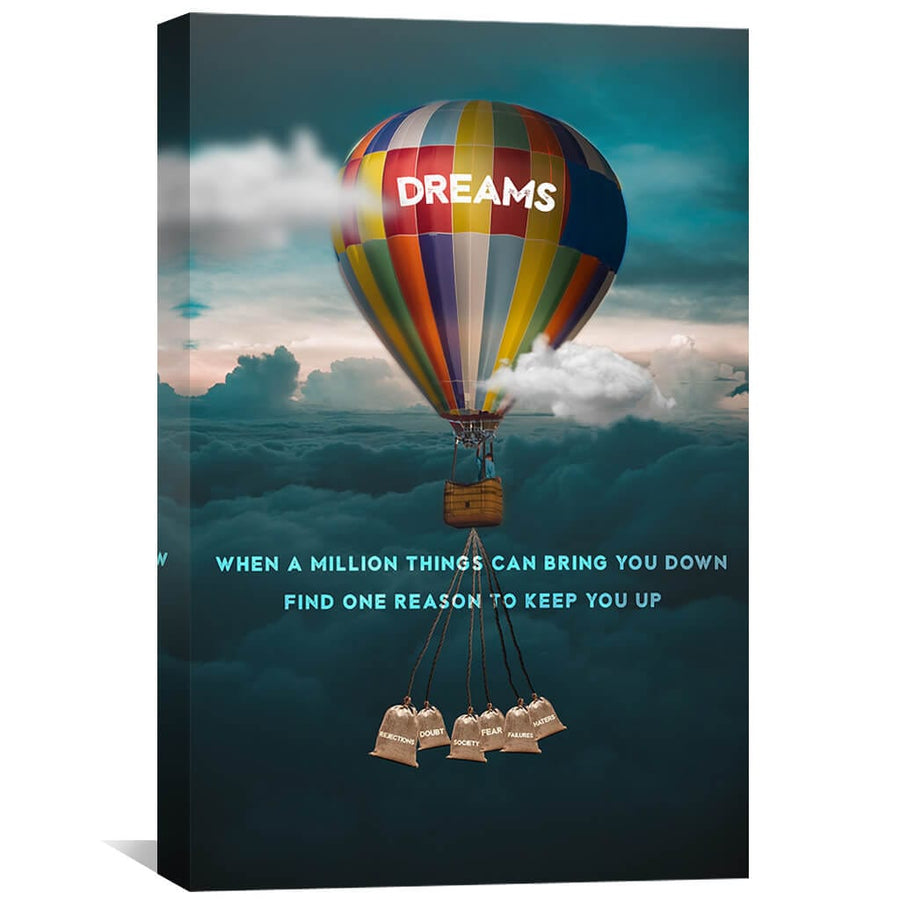 Dreams Balloon Canvas Art 30 x 45cm / Standard Gallery Wrap Clock Canvas