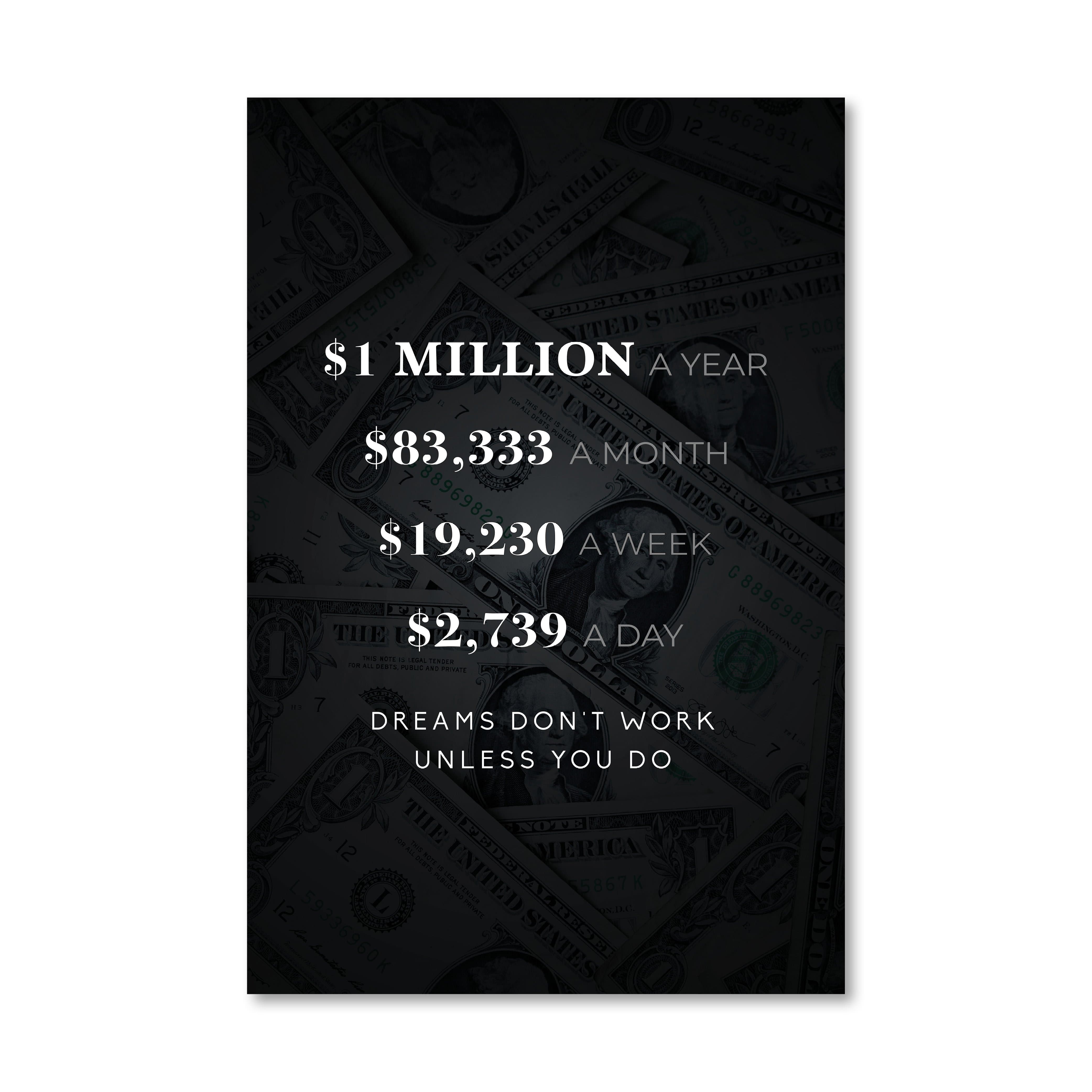 Dreams Don't Work 12 x 18 / Standard Gallery Wrap Clock Canvas