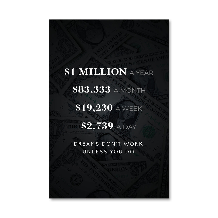 Dreams Don't Work 12 x 18 / Standard Gallery Wrap Clock Canvas