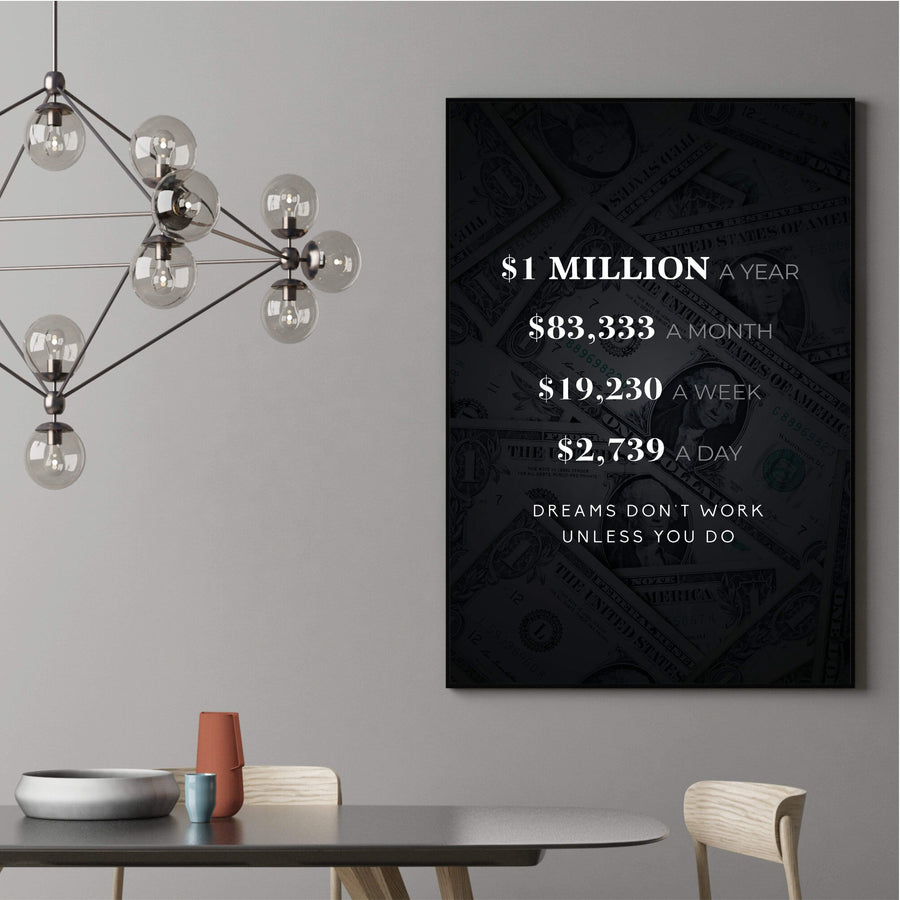 Dreams Don't Work Clock Canvas