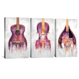 Drip Orchestra Canvas Art Set of 3 / 30 x 45cm / Unframed Canvas Print Clock Canvas