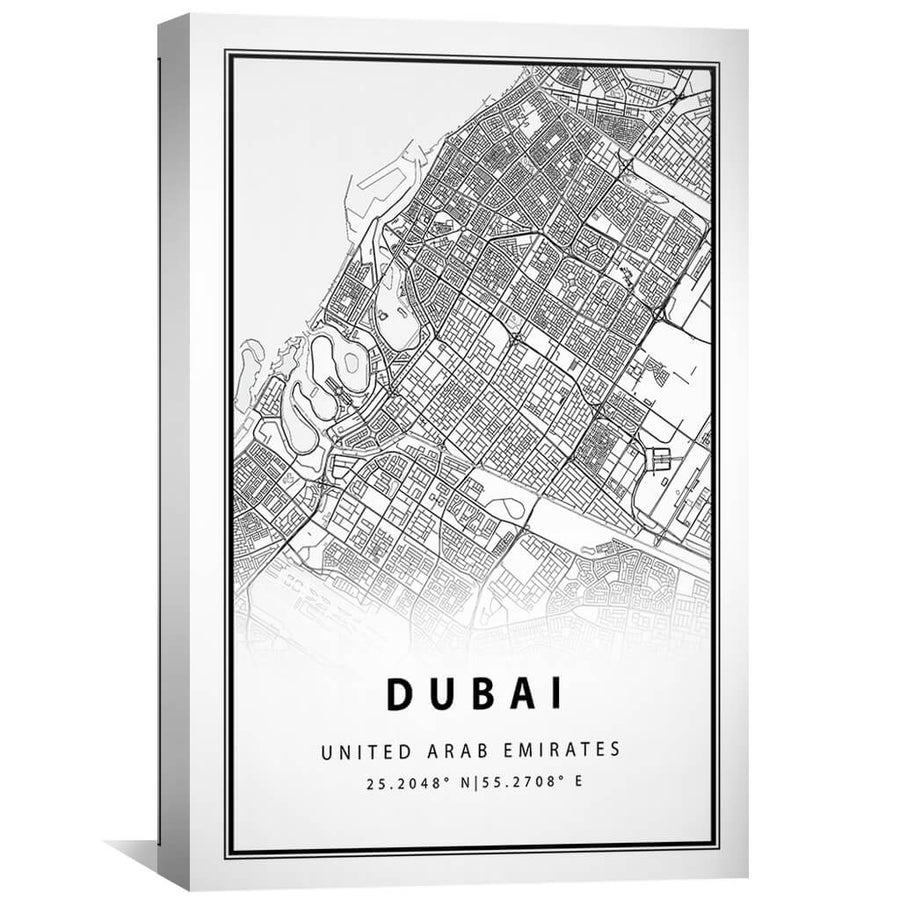 Dubai White Map Canvas Art Clock Canvas