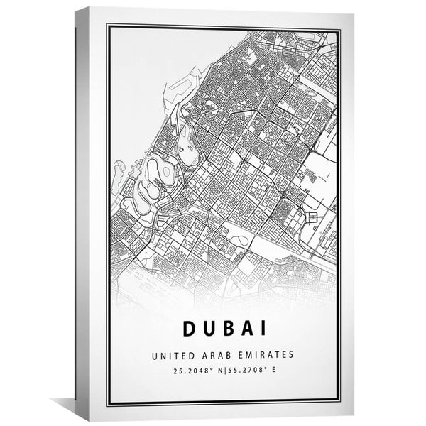 Dubai White Map Canvas Art Clock Canvas