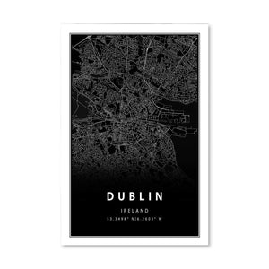 Dublin Black Map Canvas Art Clock Canvas