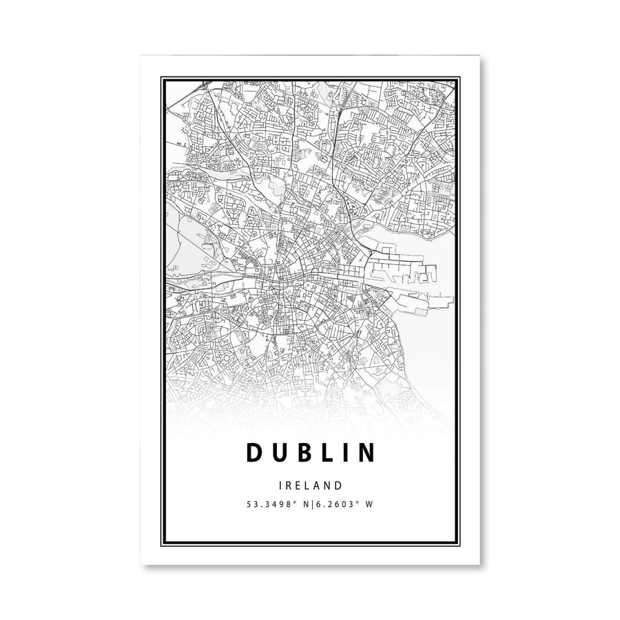 Dublin White Map Canvas Art Clock Canvas