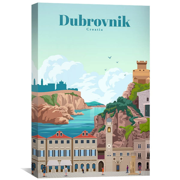 Dubrovnik Canvas - Studio 324 Art 30 x 45cm / Unframed Canvas Print Clock Canvas