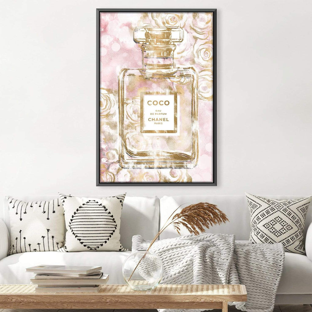 Black with Gold Coco Chanel Canvas Print