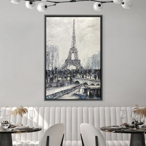 Eiffel Brushed Oil Painting Oil 30 x 45cm / Oil Painting Clock Canvas