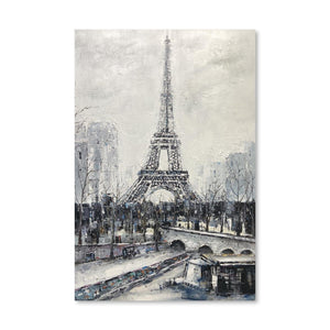 Eiffel Brushed Oil Painting Oil Clock Canvas
