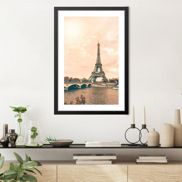 Eiffel Tower Print Art Clock Canvas