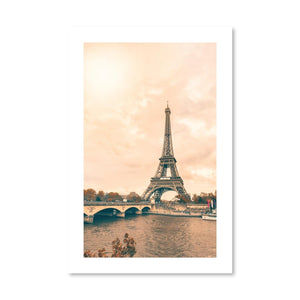 Eiffel Tower Print Art Clock Canvas