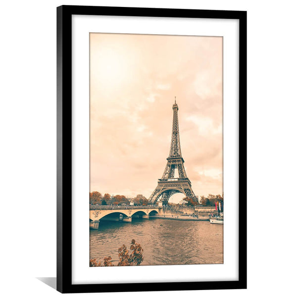 Eiffel Tower Print Art 30 x 45cm / Unframed Canvas Print Clock Canvas