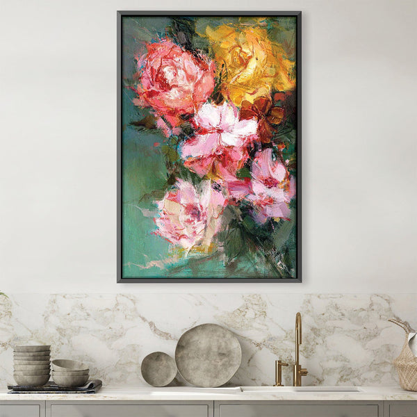 Elegant Bouquet Oil Painting Oil 30 x 45cm / Oil Painting Clock Canvas