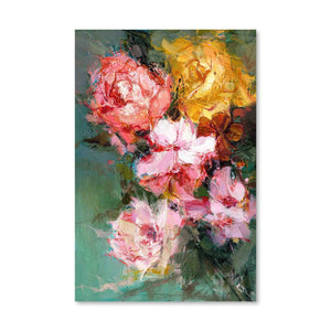 Elegant Bouquet Oil Painting Oil Clock Canvas