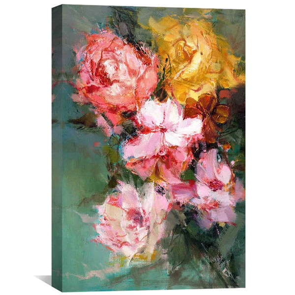 Elegant Bouquet Oil Painting Oil Clock Canvas