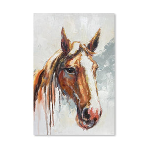 Elegant Horse Oil Painting Oil Clock Canvas