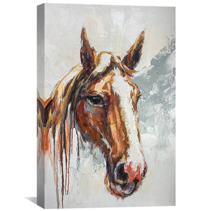 Elegant Horse Oil Painting Oil Clock Canvas