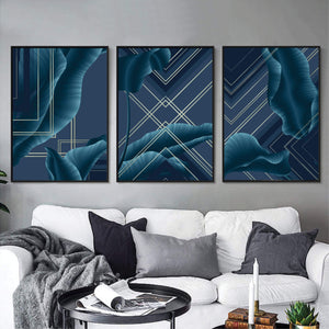 Elegant Waves Canvas Art Set of 3 / 40 x 50cm / No Board - Canvas Print Only Clock Canvas