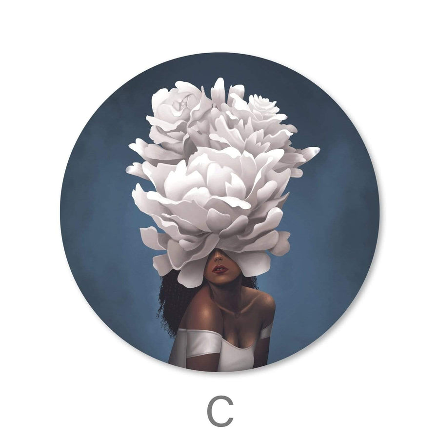 Elegant Woman - Circle Canvas Art C / 40 x 40cm / Standard Gallery Wrap Clock Canvas