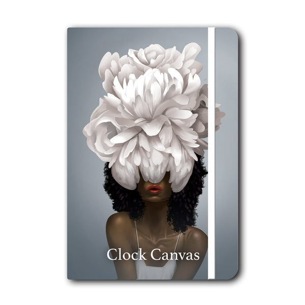 Elegant Woman Collectors Notebook Note Book Soft Cover / White / A5: 210 x 148 mm Clock Canvas