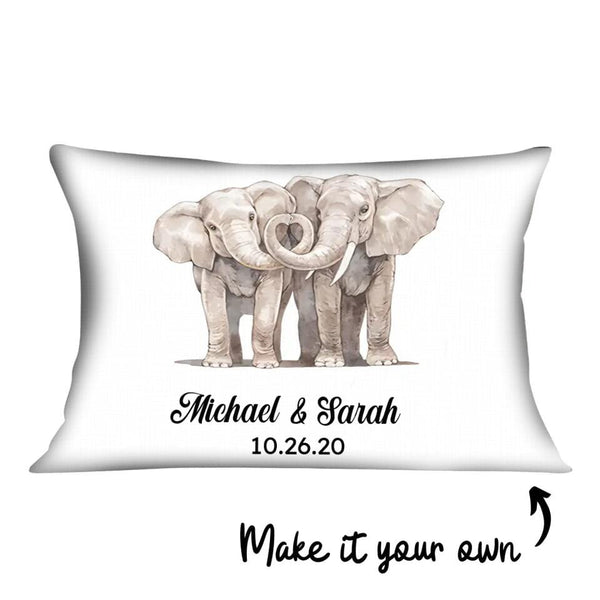 Elephant Love Cushion Customizer Landscape Cushion / Polyester Linen / 48 x 33cm Clock Canvas