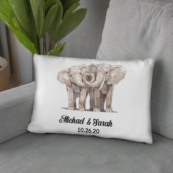 Elephant Love Cushion Customizer Landscape Cushion / Polyester Linen / 48 x 33cm Clock Canvas