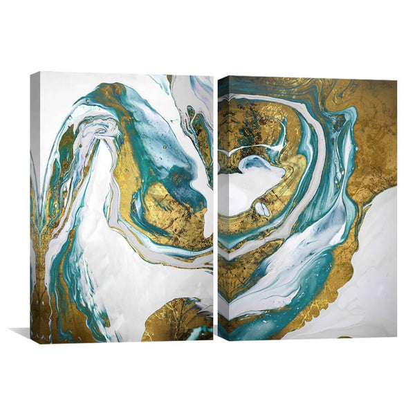 Emerald Splash Canvas Art Set of 2 / 40 x 60cm / Unframed Canvas Print Clock Canvas
