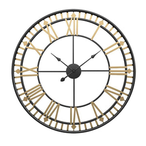 Empire Clock Black Frame Gold Numbers / 80cm Clock Canvas
