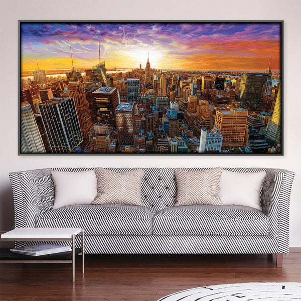 Empire State Views Oil Painting Oil 50 x 25cm / Oil Painting Clock Canvas