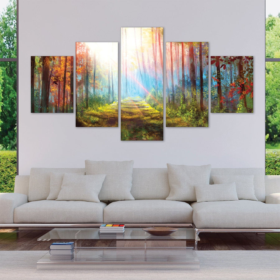 Enchanted Pathway Canvas - 5 Panel Art Clock Canvas