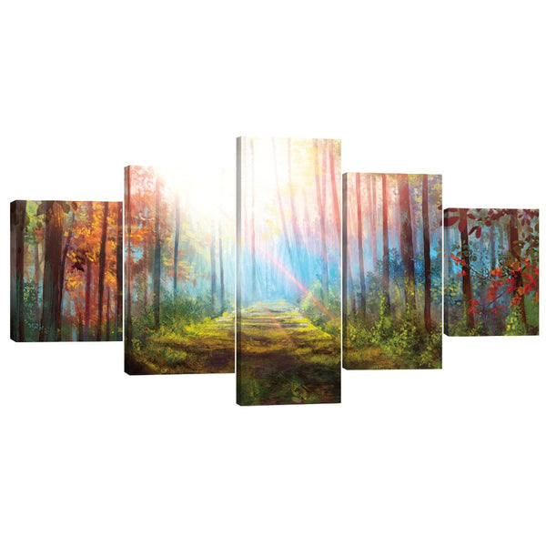 Enchanted Pathway Canvas - 5 Panel Art 5 Panel / Large / Standard Gallery Wrap Clock Canvas
