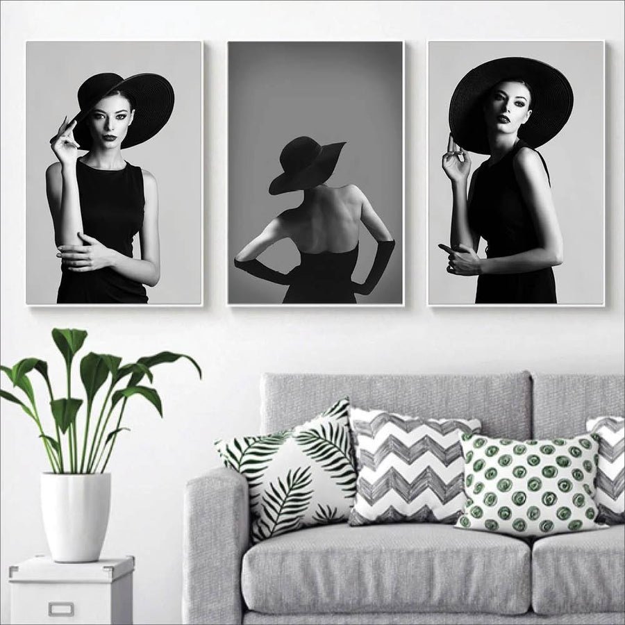 EnVogue Woman Canvas Art Set of 3 / 40 x 50cm / No Board - Canvas Print Only Clock Canvas