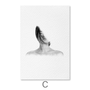 Erased Woman Canvas Art C / 40 x 50cm / No Board - Canvas Print Only Clock Canvas