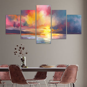 Euphoric Horizon Canvas - 5 Panel Art 5 Panel / Large / Standard Gallery Wrap Clock Canvas