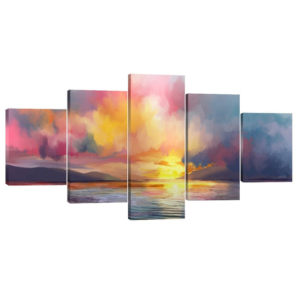 Euphoric Horizon Canvas - 5 Panel Art Clock Canvas