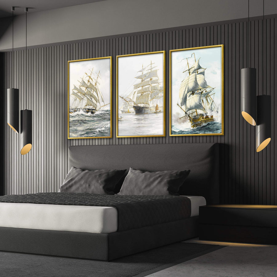 European Ship Canvas Art Clock Canvas