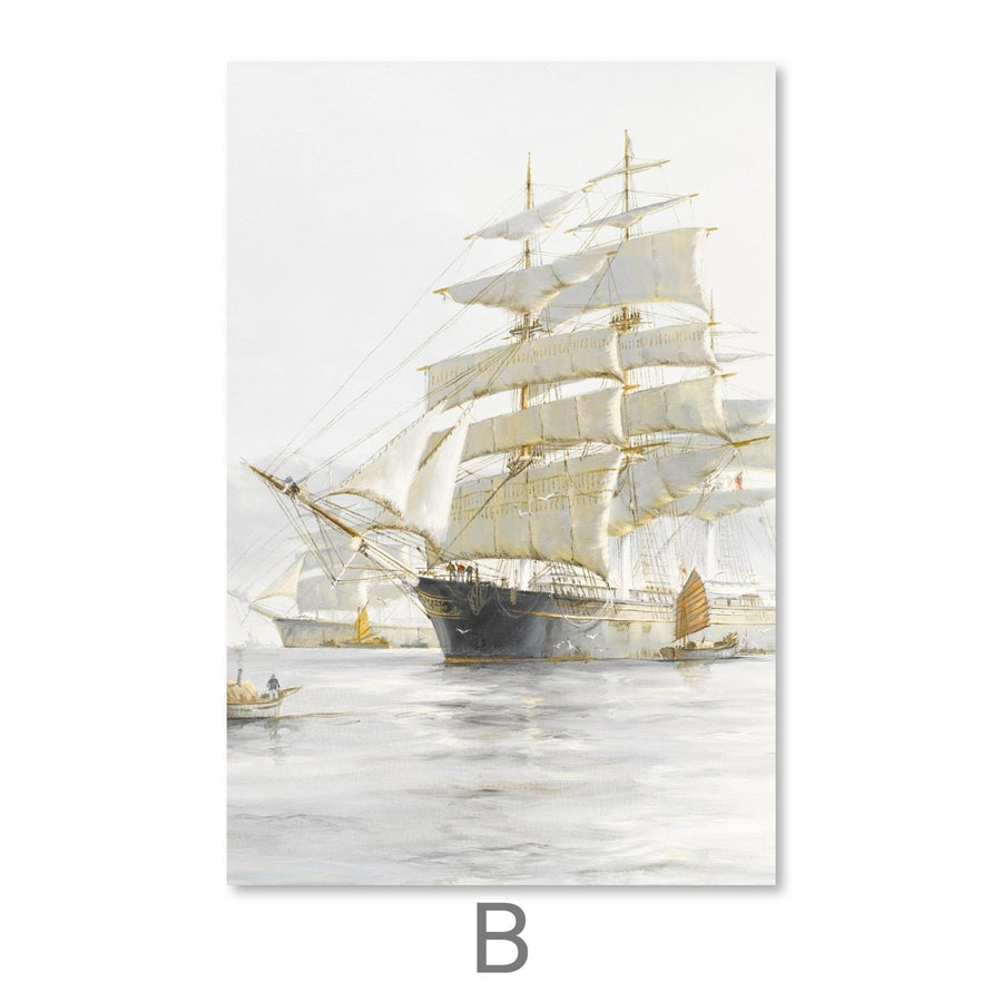 European Ship Canvas Art Clock Canvas
