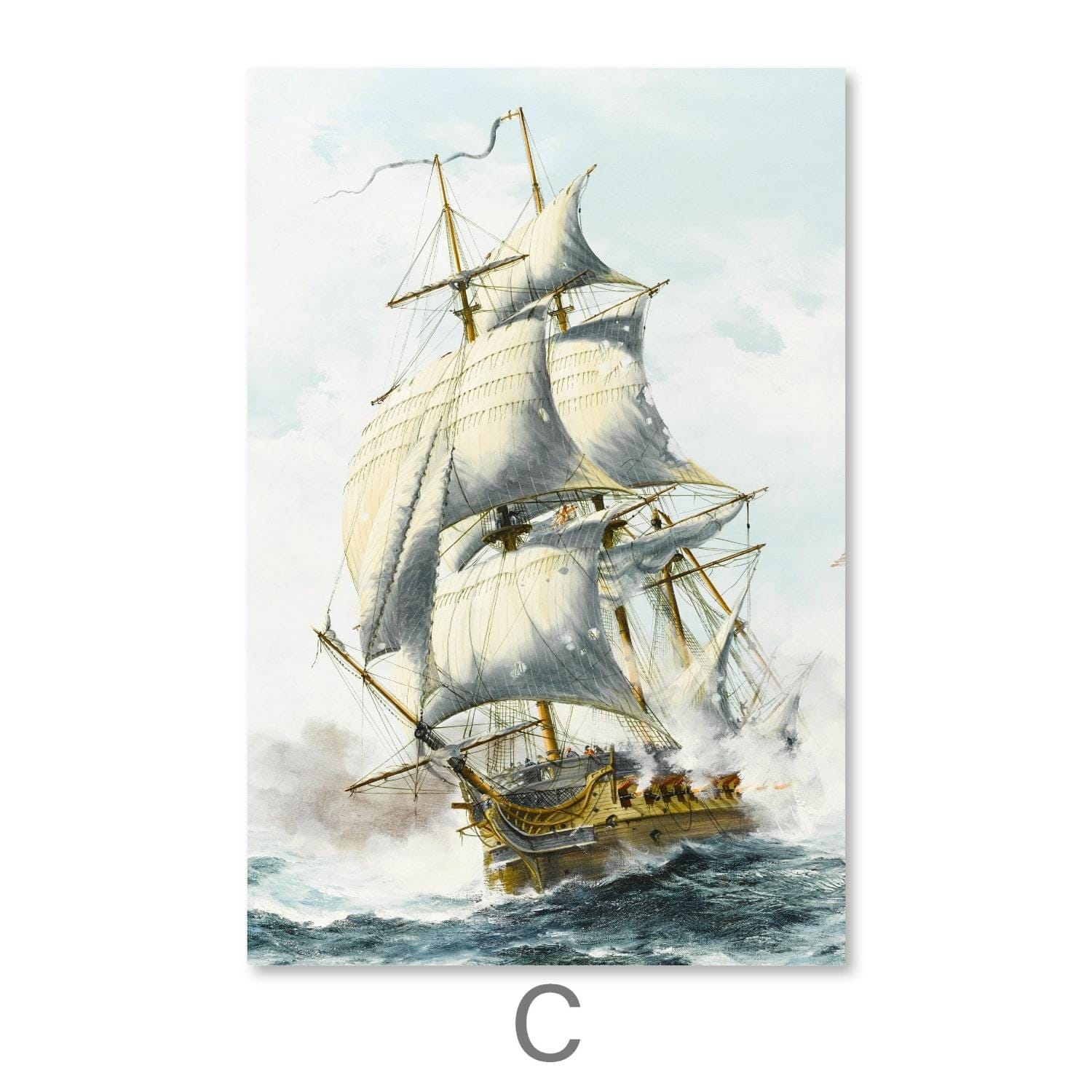 European Ship Canvas Art Clock Canvas