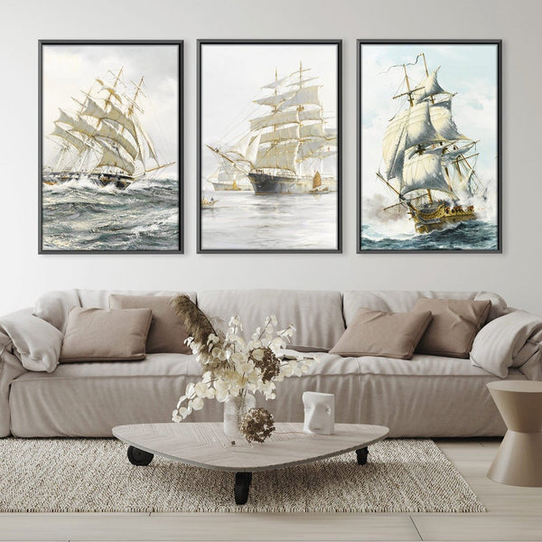 European Ship Canvas Art Clock Canvas